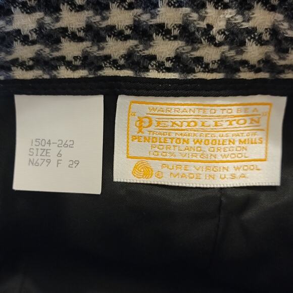 Pendleton Wool Houndstooth Pencil Skirt Black White Midi Office Work Classic 6 - Picture 12 of 13